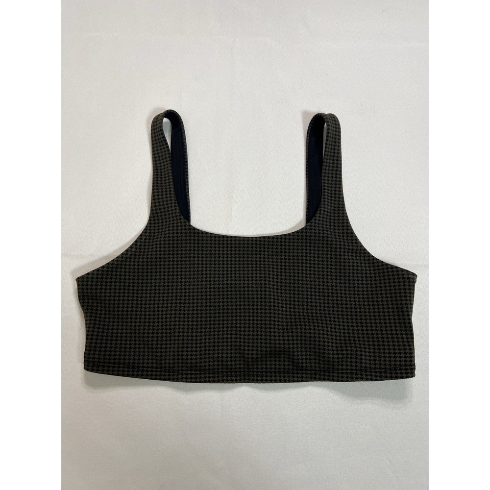 Alo Yoga Airtech Micro Houndstooth Bra L Hot Cocoa Black Sports Bra